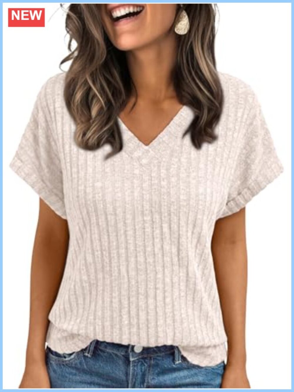 Womens Short Sleeve V Neck Tunic Top Soft Lightweight Casual Blouse